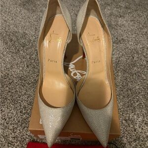 Christian Louboutin Glittering Silver Heels size 40. Perfect for wedding.